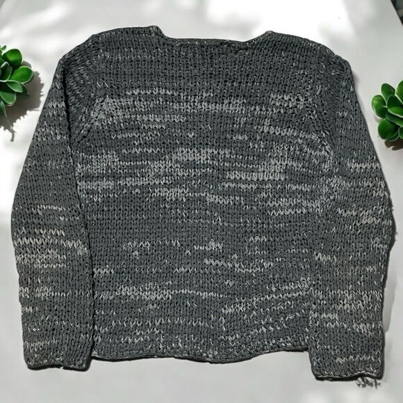 Sigrid Olsen Sport Cardigan Women’s L Gray Chunky Knit Button Up Sweater - Picture 2 of 3